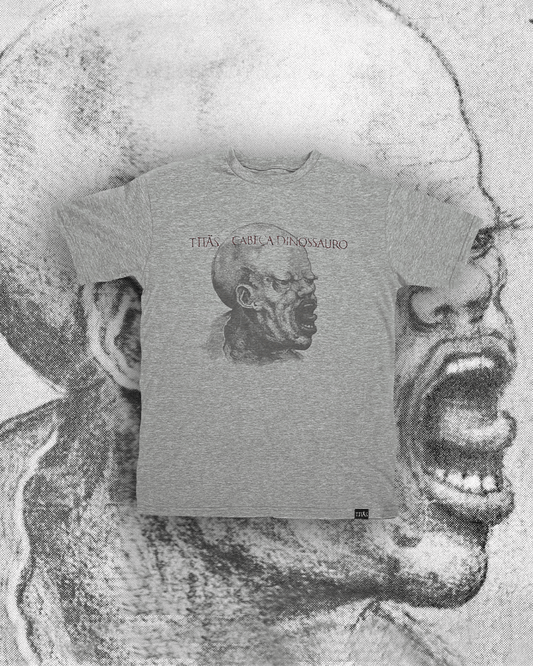 Camiseta Cabeça Dinossauro - Cinza