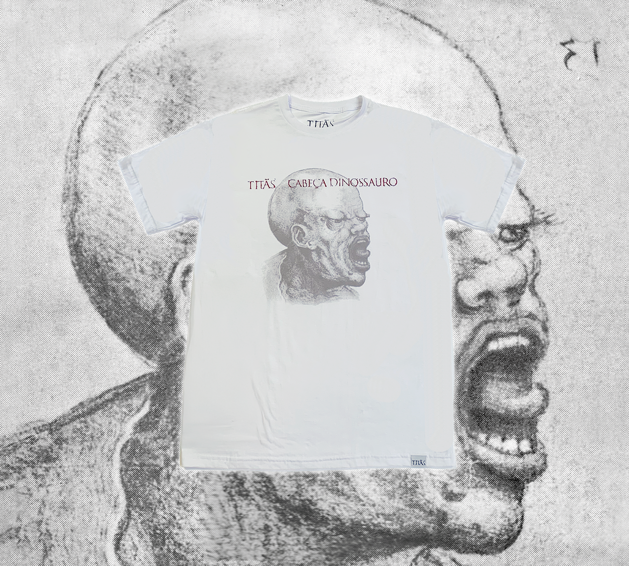 Camiseta Titãs Cabeça Dinossauro - Branca